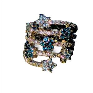 Womens Spiral Ring Size 9 Gem Star Stainless Steel